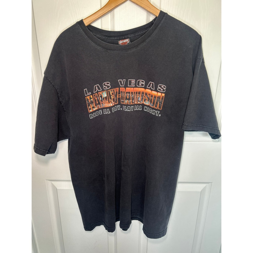 Harley Davidson Las Vegas Nevada T Shirt 2X Black Fade Graphic Biker Tee